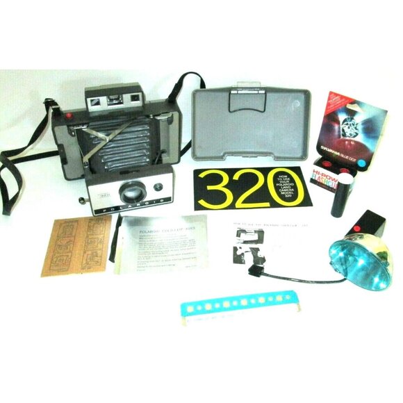 Vintage Polaroid Model 320 Automatic Instant Land Camera W/ Manuel Flash Parts